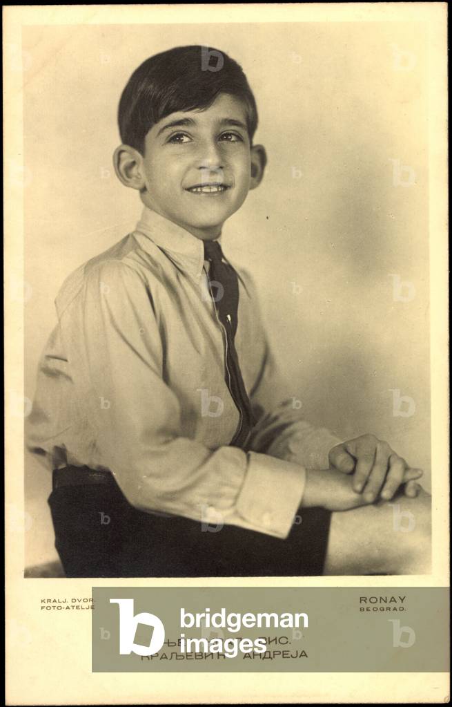 Ak Prince Andreas Karadordevic of Yugoslavia, mother is Mary of Romania (b/w photo)