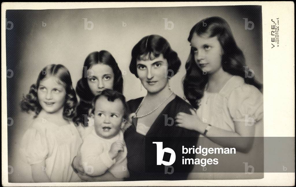 Photo Ak Anna of Saxony, children, daughters, pearl necklace (b/w photo)