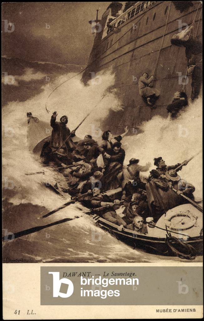 Artist Dawant, Le Sauvetage, Lifeboat, Storm