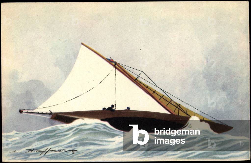 Artist Haffner, L., Yacht au bas ris, sailboat