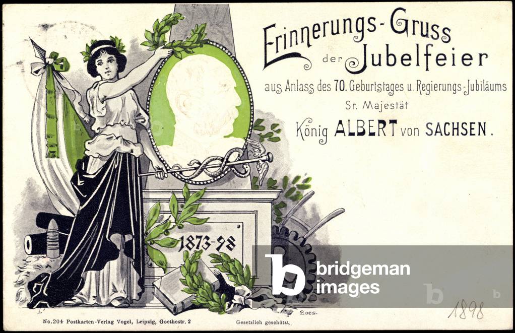 Embossing King Albert of Saxony, 70 birthday party