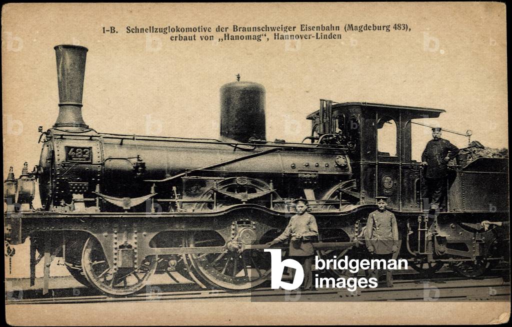 German fast locomotive 483 Magdeburg, tender, crew