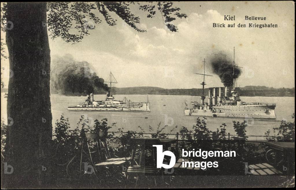 Kiel, Bellevue, View of War Port, Steamer Fleet