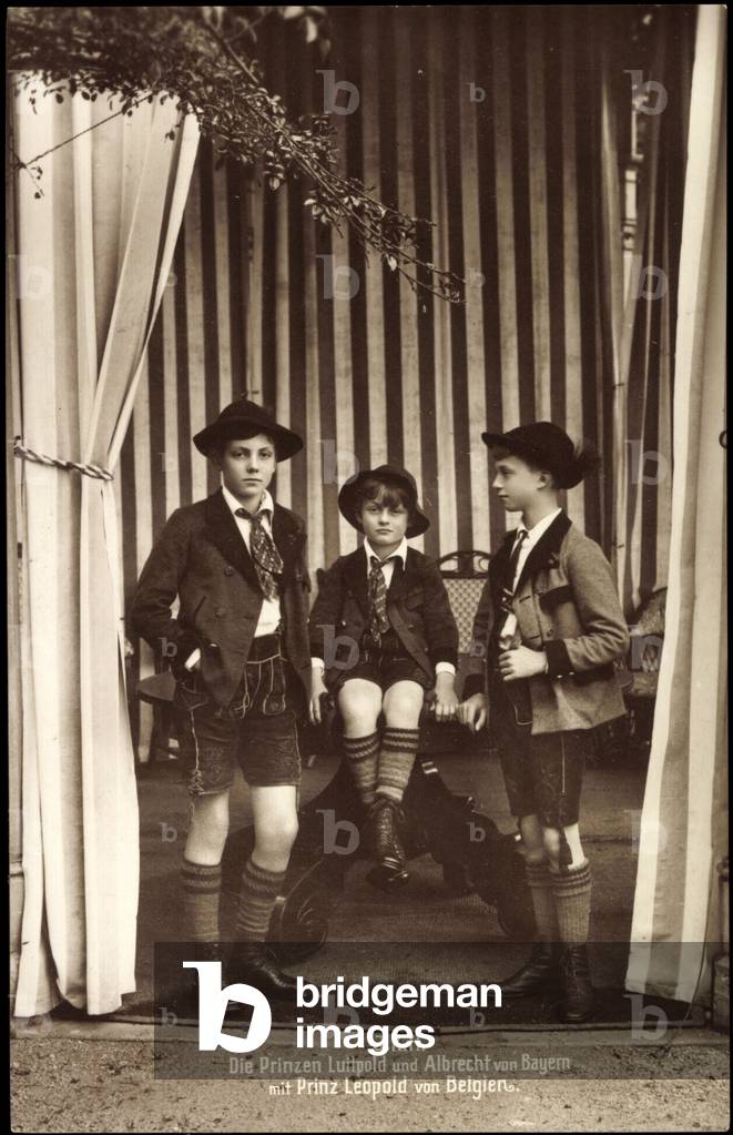 Ak J.K.H. Prince Luitpold and Albrecht of Bavaria, Prince Leopold of Belgium (b/w photo)