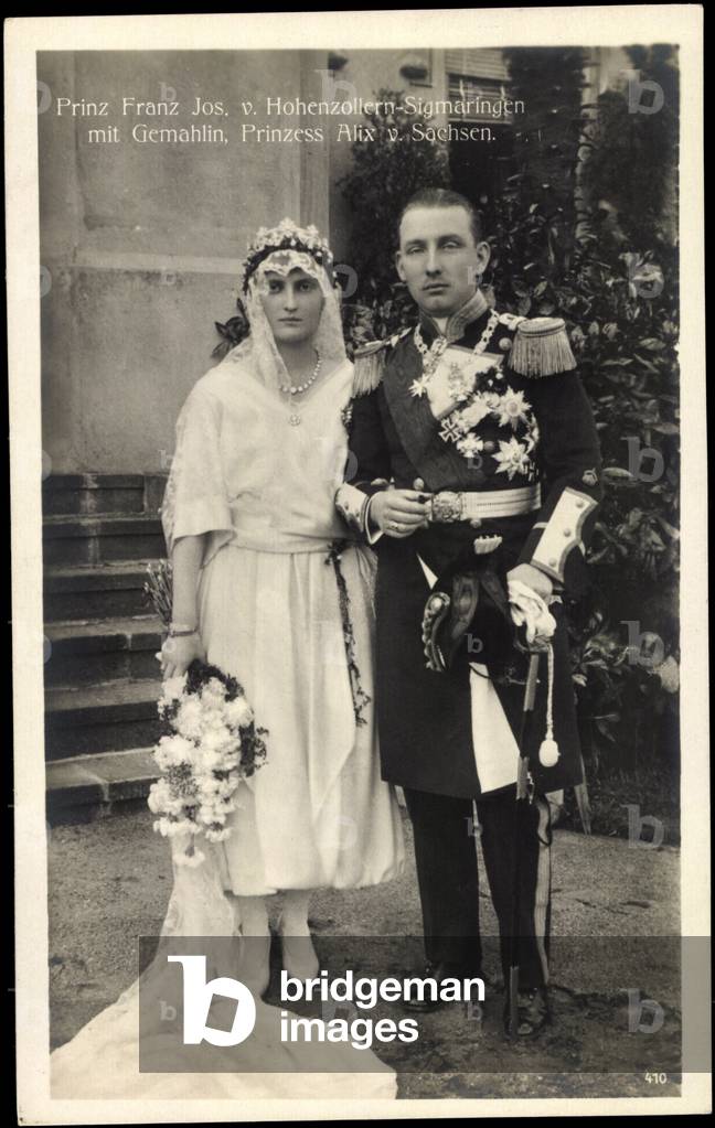 Prince Franz Josef von Hohenzollern Sigmaringen, Alix of Saxony (b/w photo)