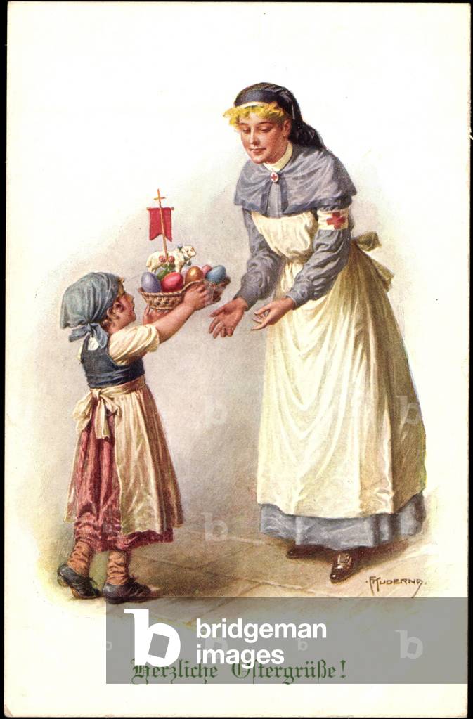 Artist Kuderna F., child brings sister e. basket