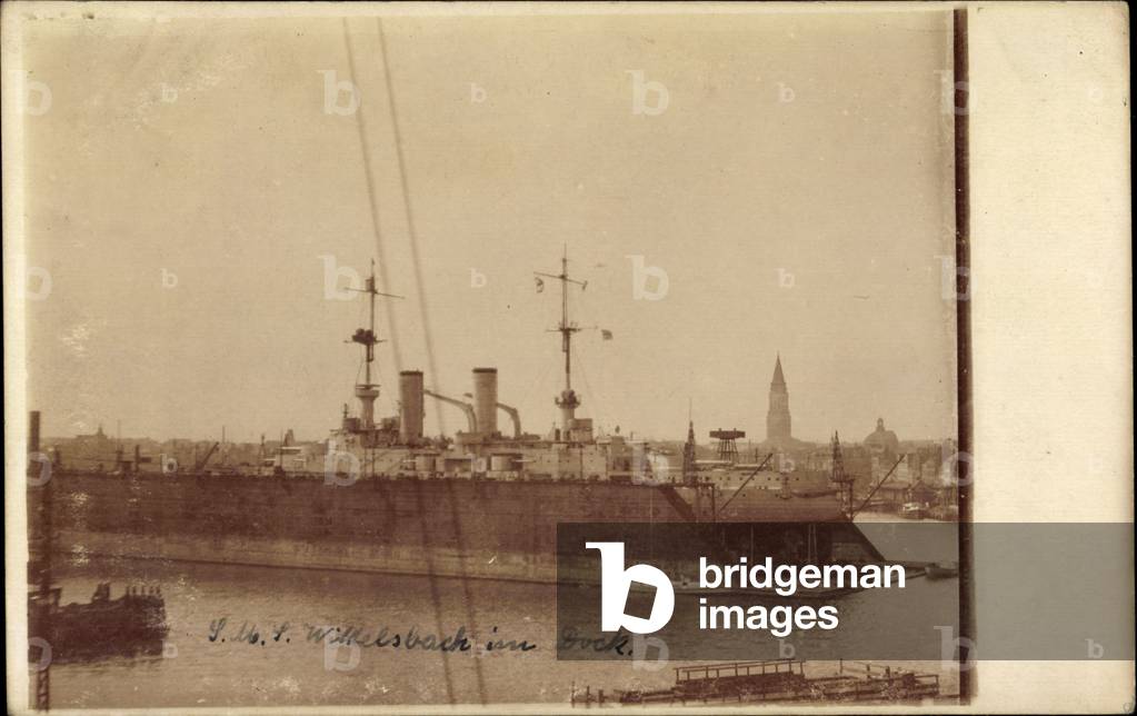 Photo German Warship, S.M.S Wittelsbach, Dock