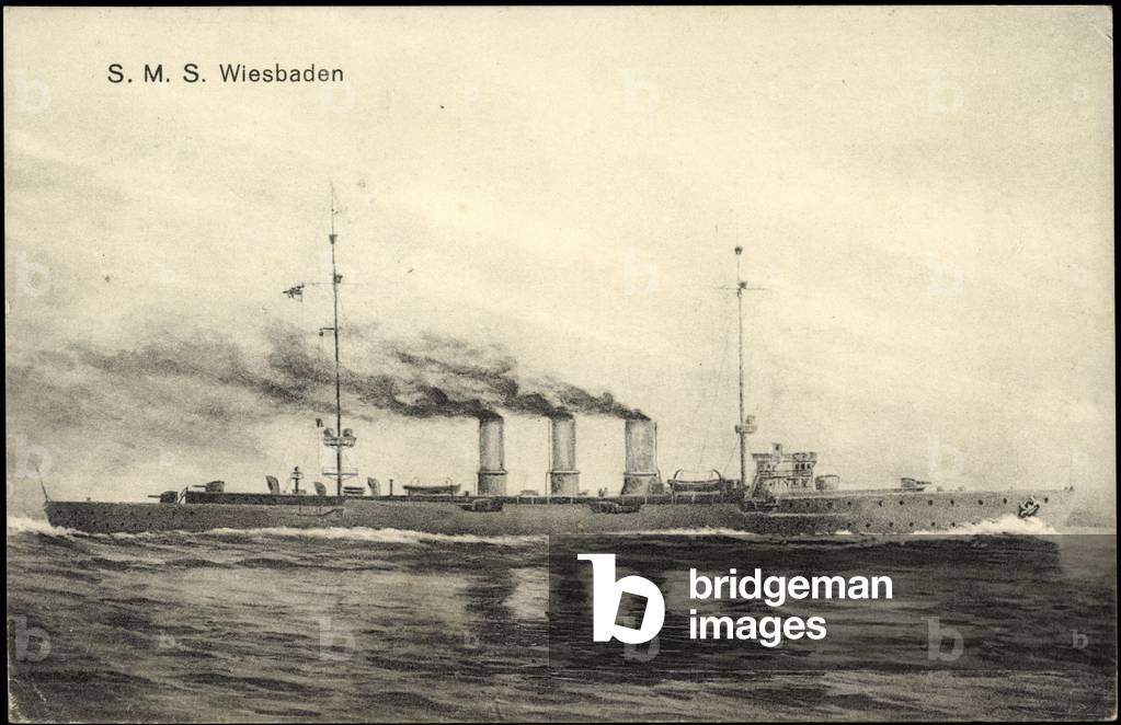 Warships, S.M.S. Wiesbaden at sea