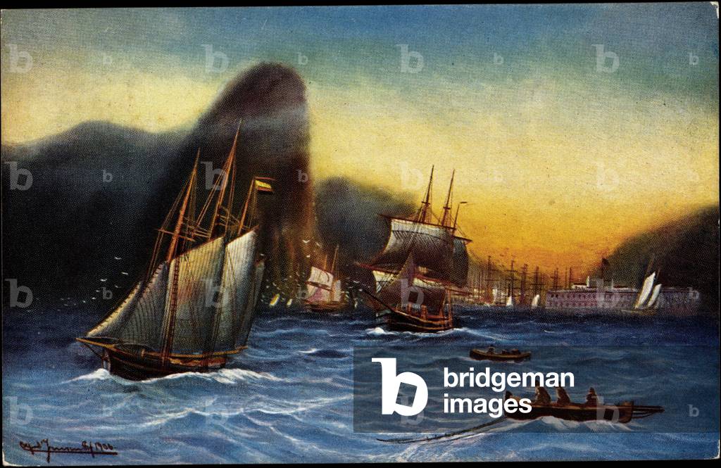 Artist Sailing Ships, Ruderboo, Mountain Summit, Twilight