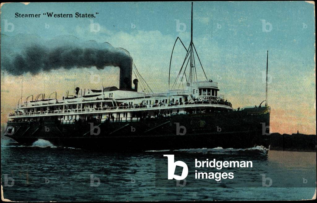Steamer Western States en route, Vapor, Detroit Line