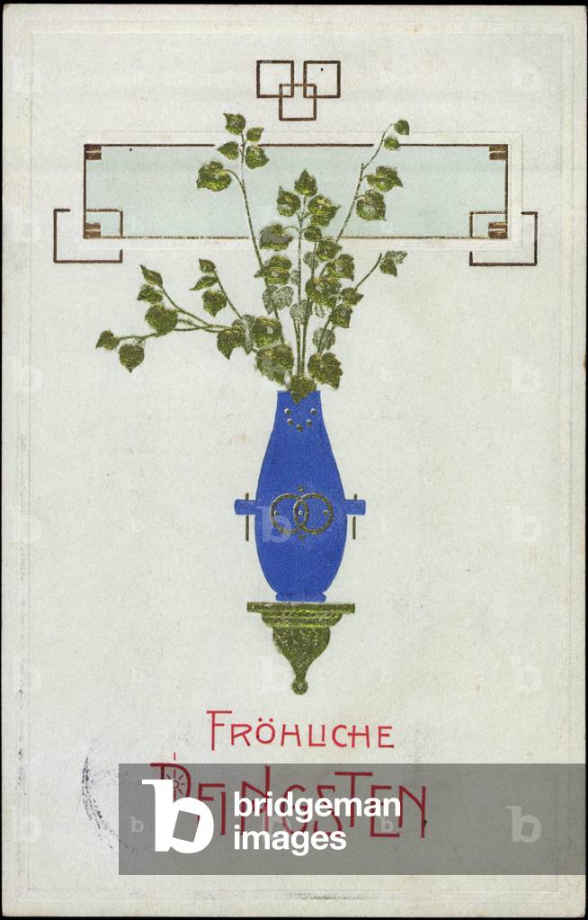 Art Nouveau Embossing Congratulations Pentecost Flower Vase