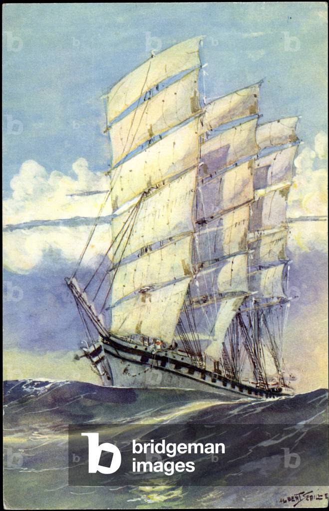 Künstler Sebille, Albert, Sailing boat Bordes, 19th century