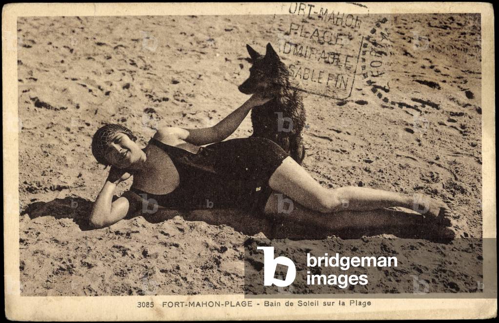 Fort Mahon Beach Somme, Sunbathing on the beach, Dog