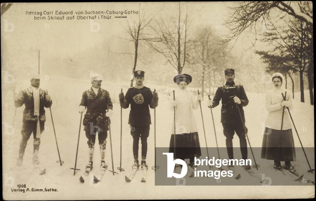Ak Duke Carl Eduard of Saxony Coburg Gotha, Skiing in Oberhof Thuringia (b/w photo)