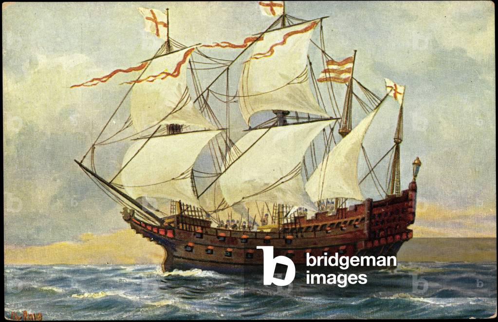 Artist Rave, C., English warship, 16th century
