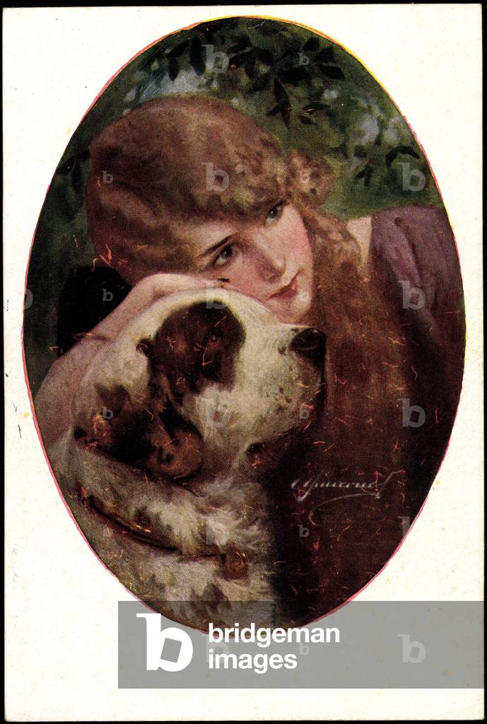Passepartout Artist Girl, Saint Bernard, Dog