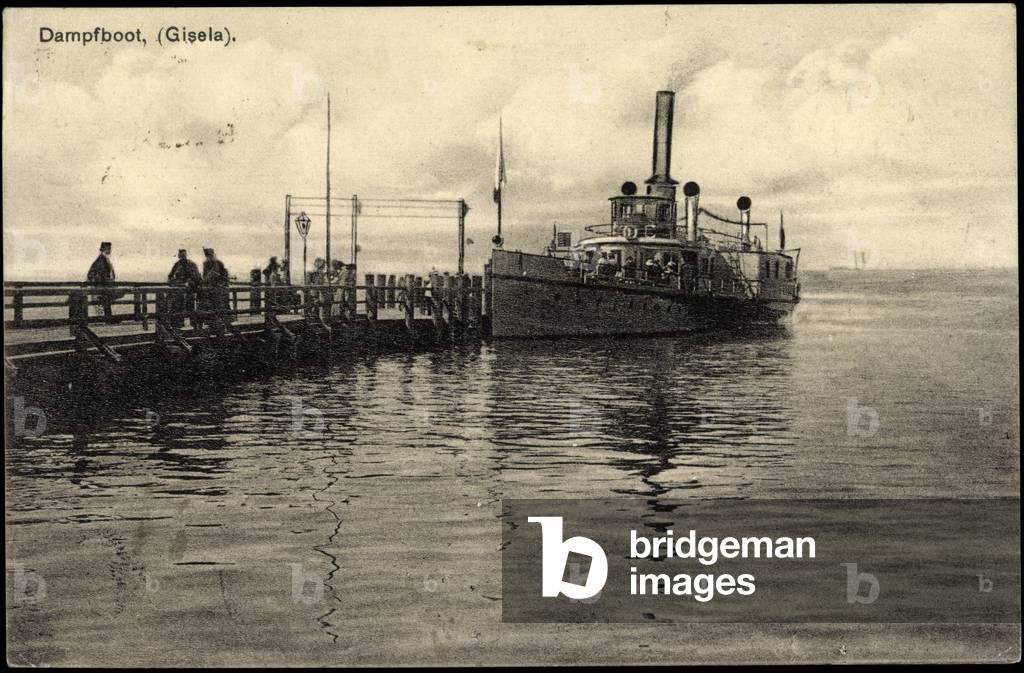 Steamboat Gisela, Ferry boat on mooring, jetty