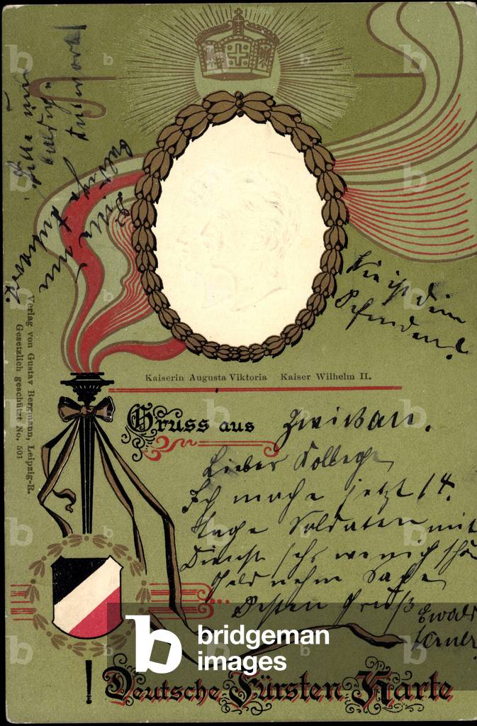 Embossed Mount Augusta Viktoria, Wilhelm 2, Crown