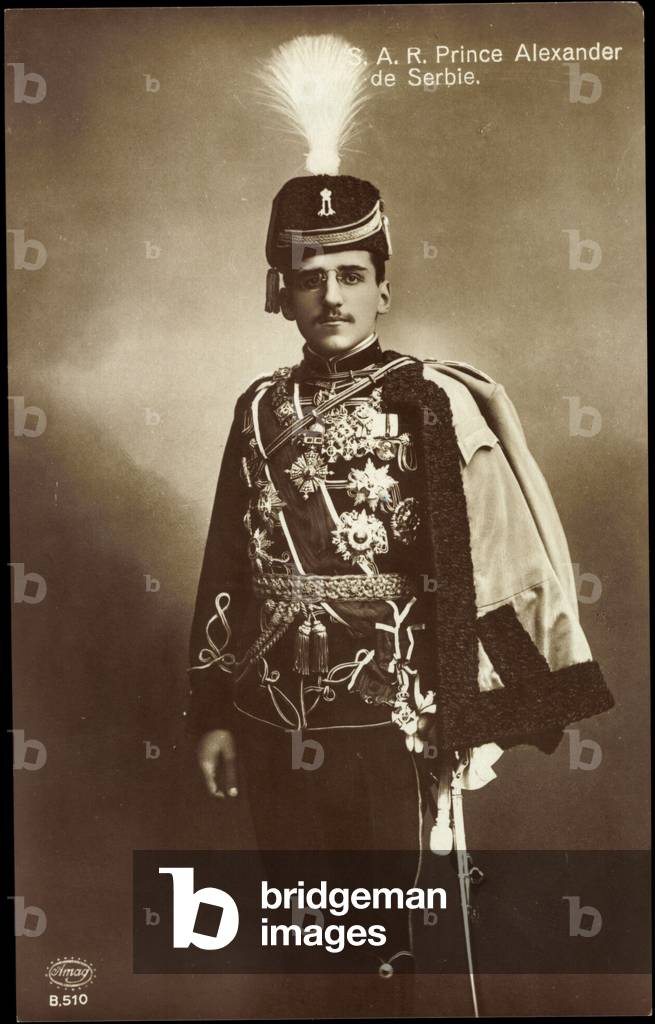Ak Alexander of Yugoslavia, Nobility Serbia and Croatia, Husar, Amag B 510 (b/w photo)