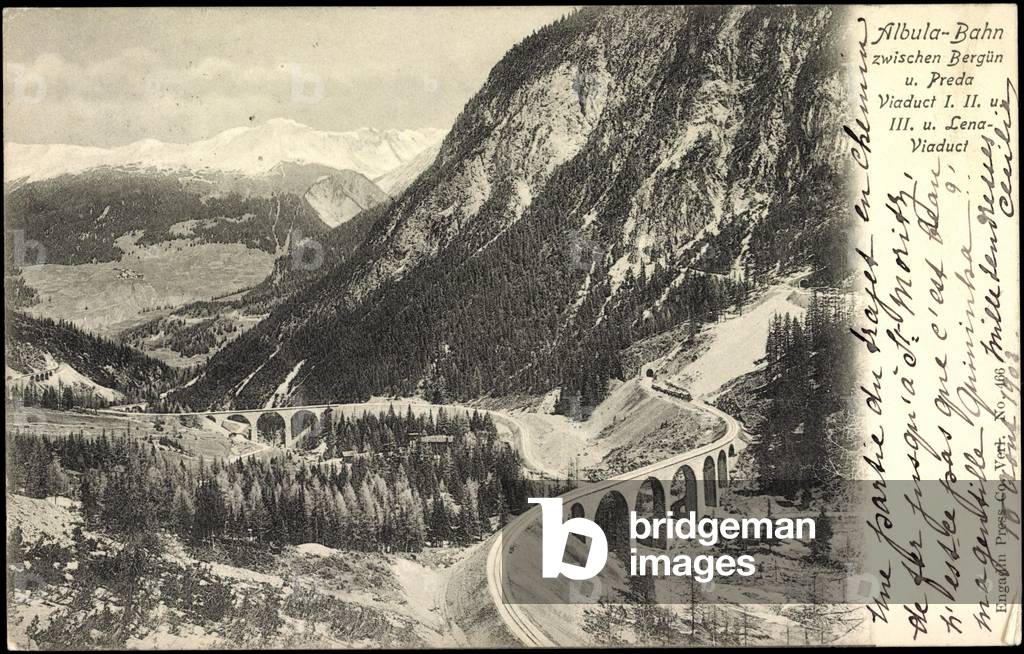 Bergün canton of Graubünden, Albula railway, landscape