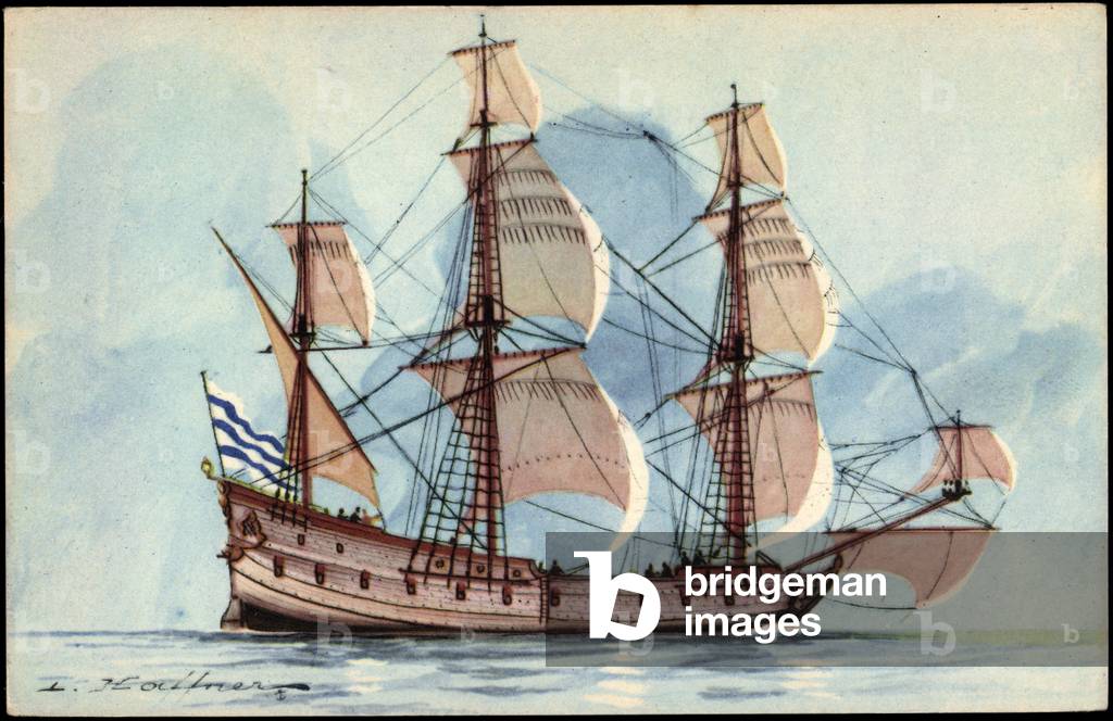 Artist Haffner, L., sailing ship, Flûte, 3 masters
