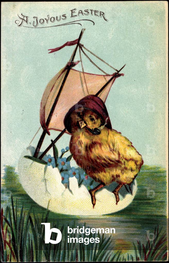 Artist Embossing A Joyous Easter, Chick, Sailor, Egg