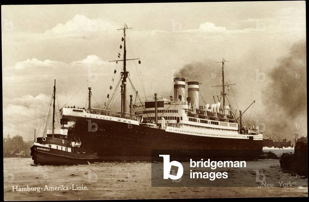 HAPAG, steamship New York, tug Brunshausen