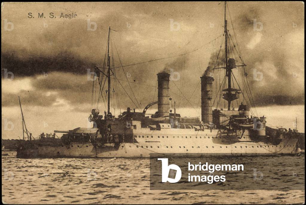 Warship Aegir in motion, steam