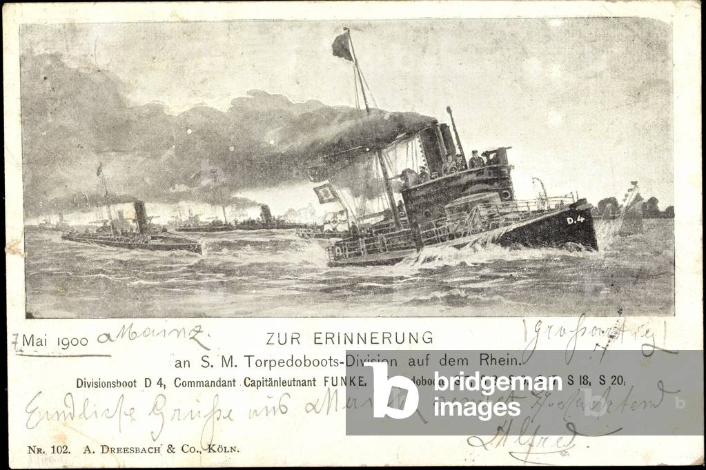 Artist SM Torpedo Boat Division a. Rhein, S 7, S 8