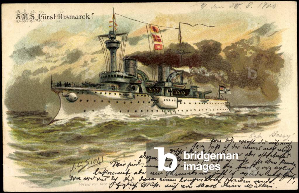 Embossing artist Litho Siehl, S.M.S. Prince Bismarck