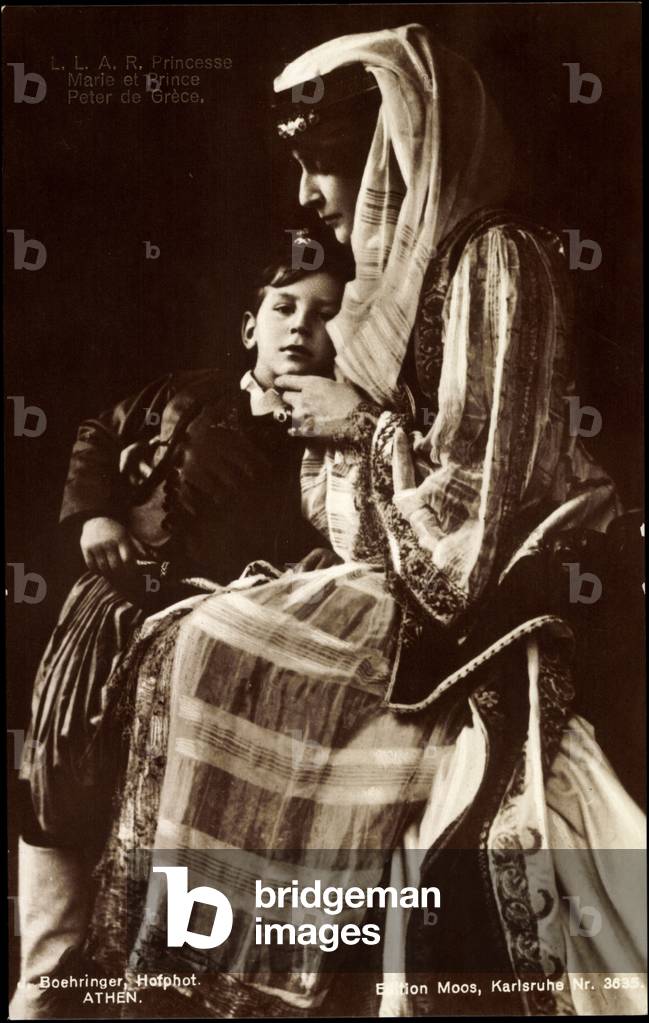 Ak L.A.R. Princess Marie and Prince Peter of Greece (b/w photo)
