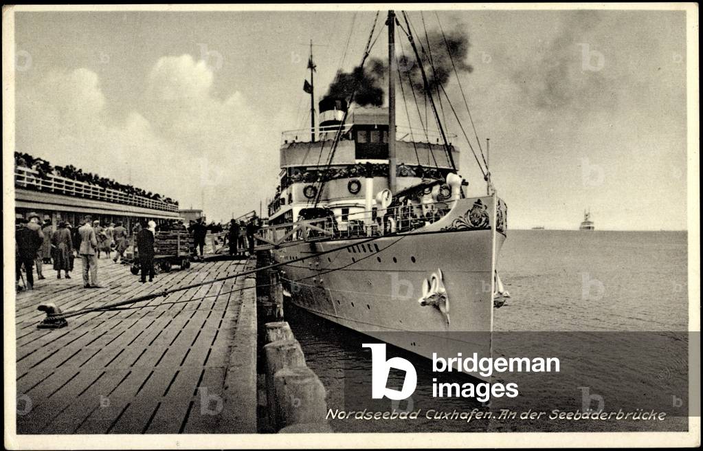 Cuxhaven, Lake Bathing Bridge, Steam Emperor of HAPAG