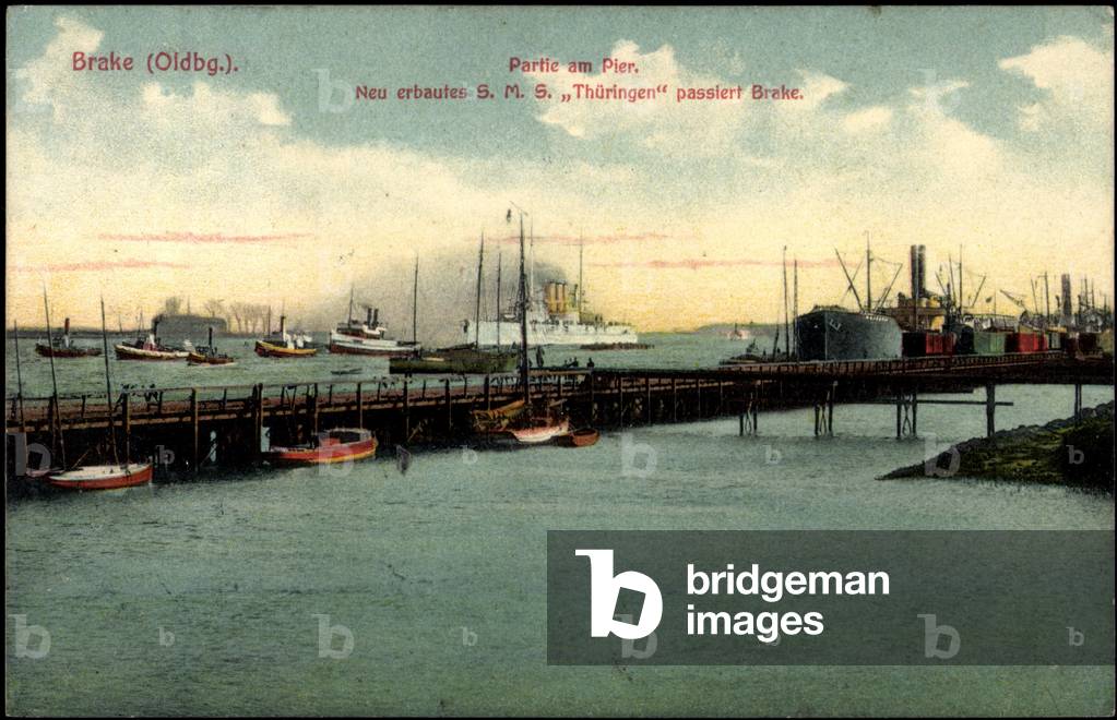 Bre Dötlingen, Partie am Pier, S.M.S. Thüringen