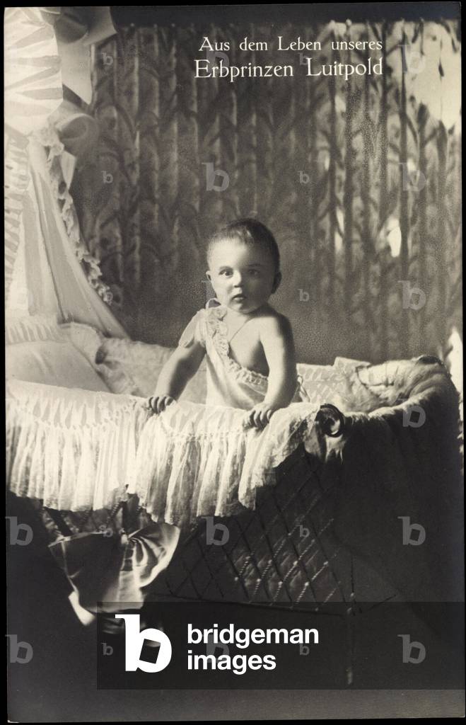 Ak Erbprinz Luitpold von Bayern Wittelsbach in der Cradle (b/w photo)