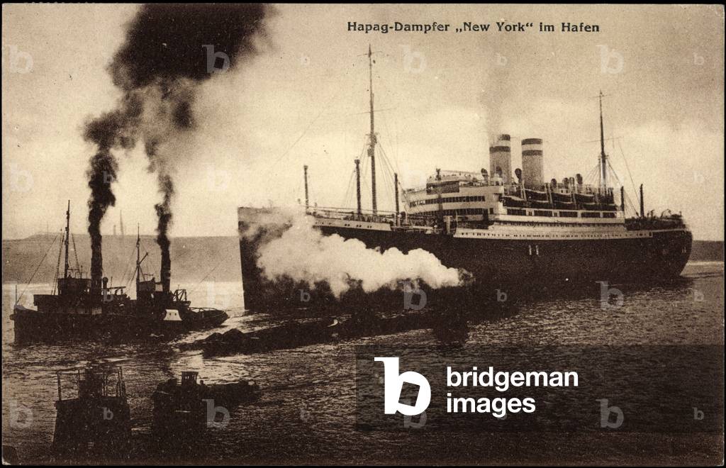 Steamer New York in the harbour, Hamburg America Line