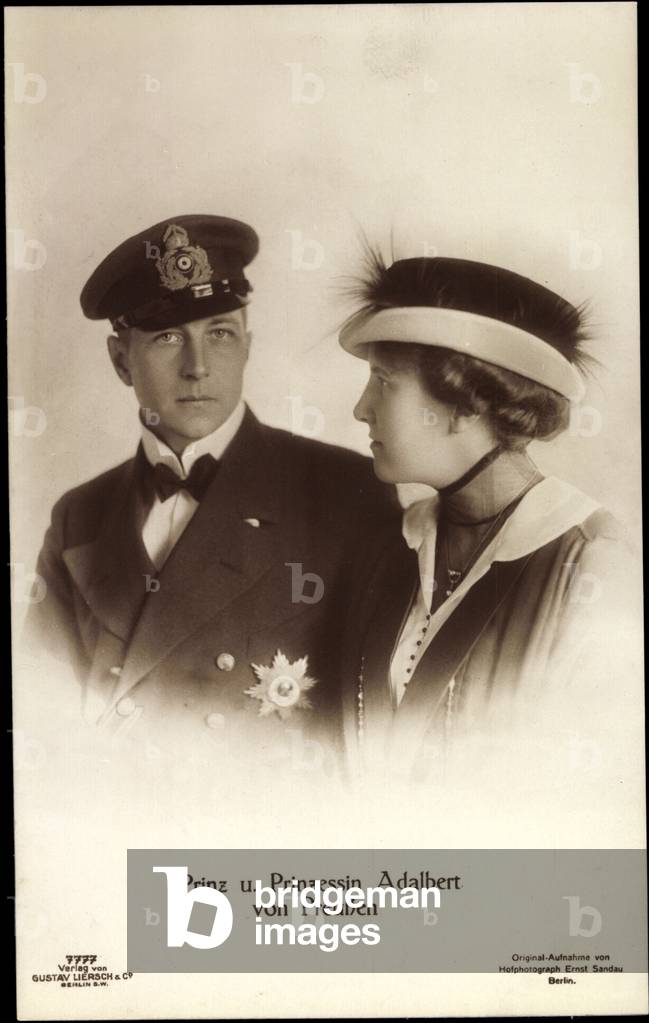 Ak Prince and Princess Adalbert of Prussia, Liersch 7777 (b/w photo)