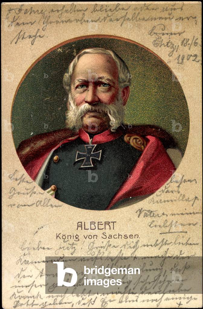 Passepartout Litho König Albert von Sachsen, Portrait