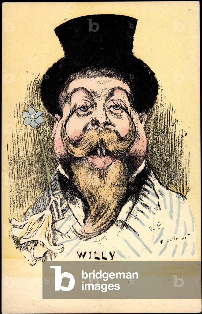 A caricature of the Emperor Wilhelm with Cylinder, Willy