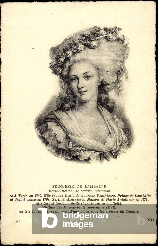 Künstler Ak Princesse de Lamballe, Marie Therese de Savoie Carignan  (b/w photo)