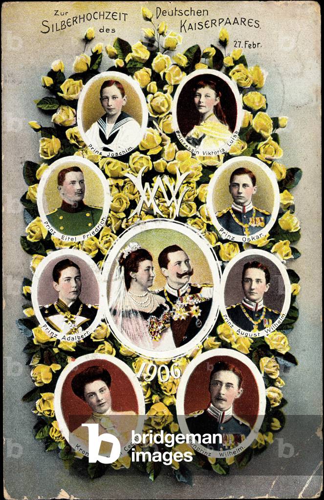 Imperial couple of Prussia, silver wedding, sons, daughters