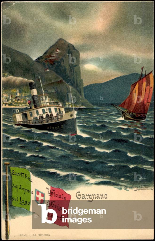 Artist Hintner C., Gargnano, steamer at sea