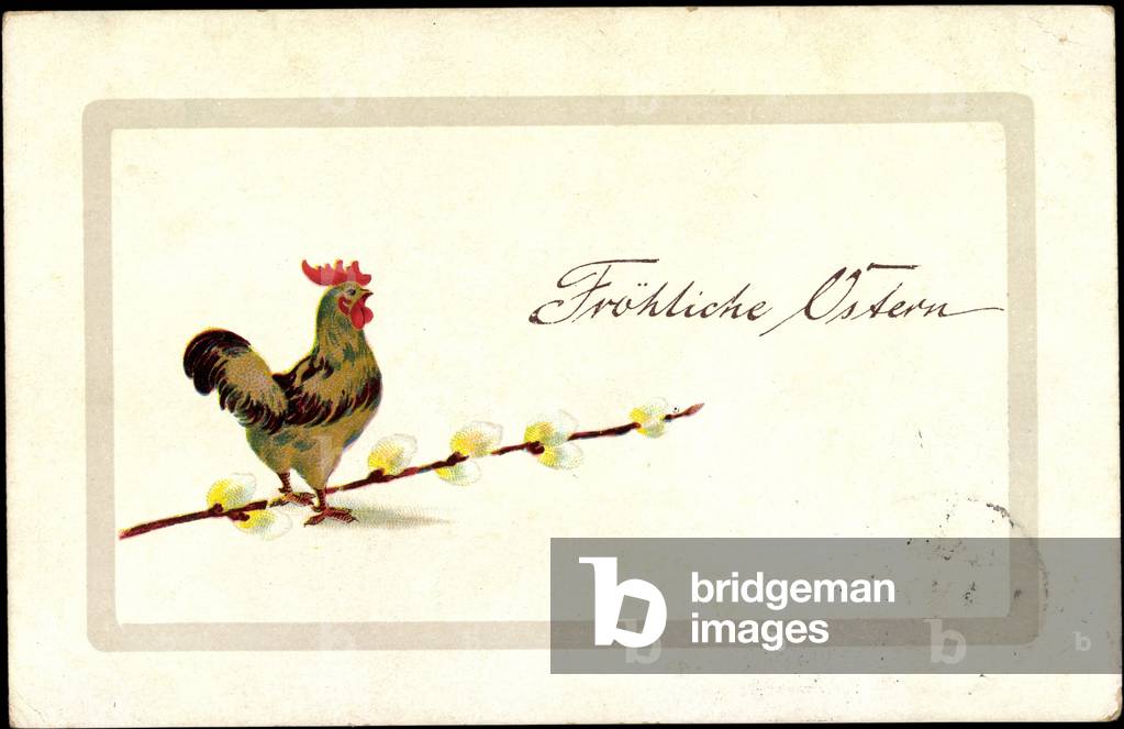 Artist Happy Easter, Rooster, Kitten Branch