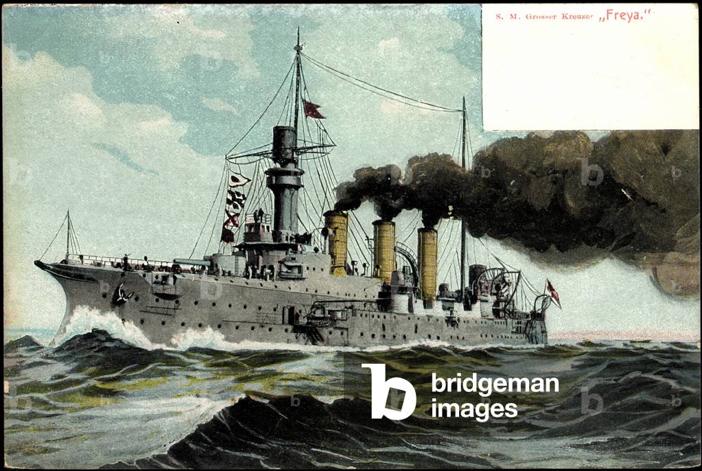 S.M. Great Cruiser Freya, Warship on its way