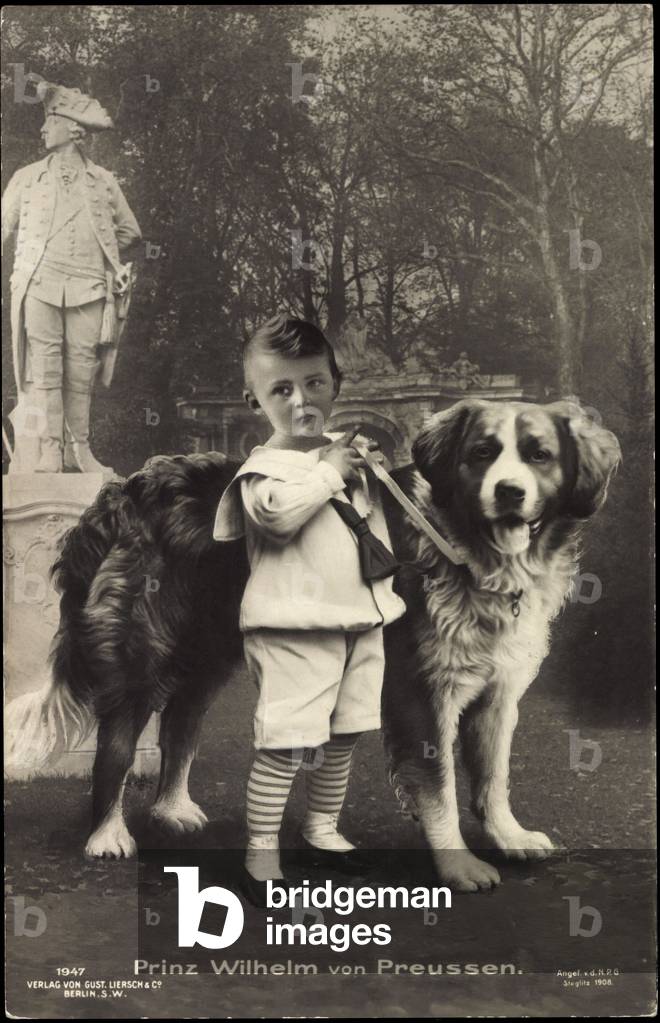 Prince William of Prussia with a Bernhadin, Liersch 1947