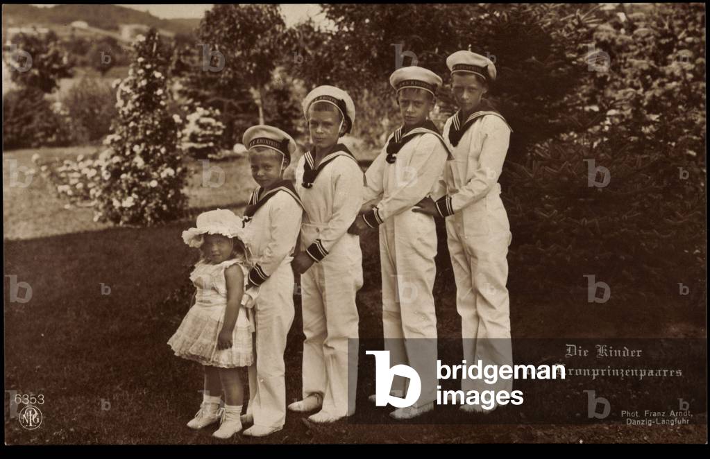 Ak The Children of the Crown Prince Couple, NPG 6353, Sailor Suits (b/w photo)