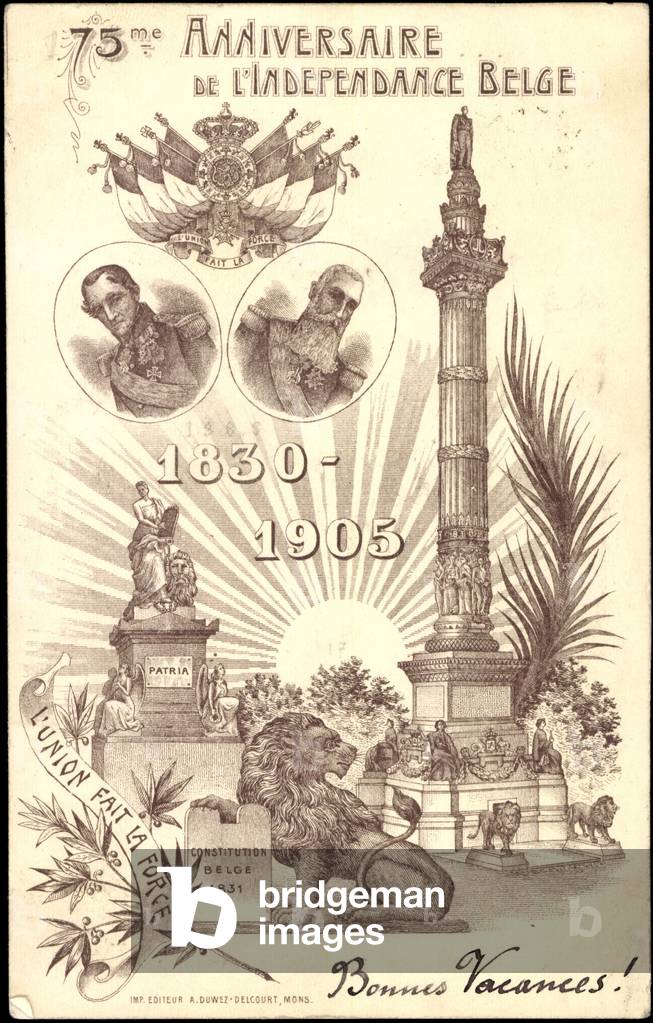 Litho 75th Anniversary, Belgian Independence, 1905