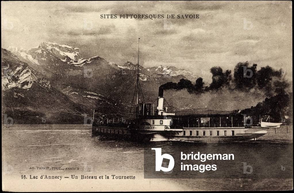 Lake Annecy, Boat and the Tournette, Fähre, Berge
