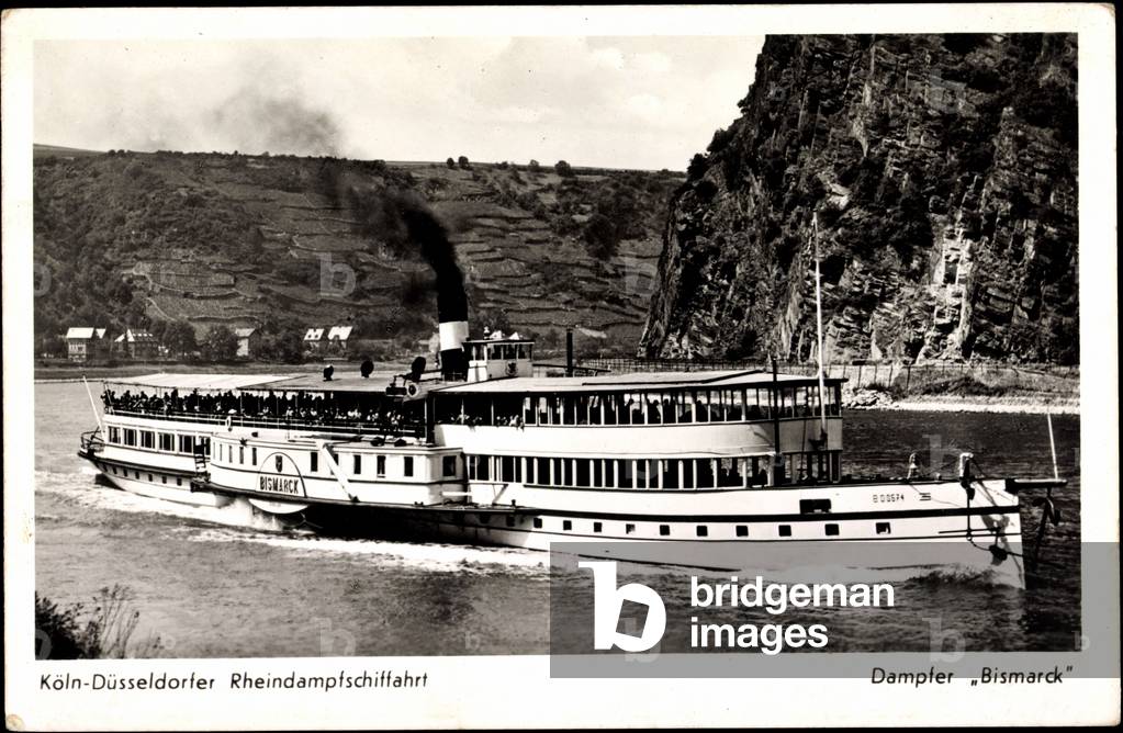 Steamer Bismarck, Rhine steam shipping, Loreley