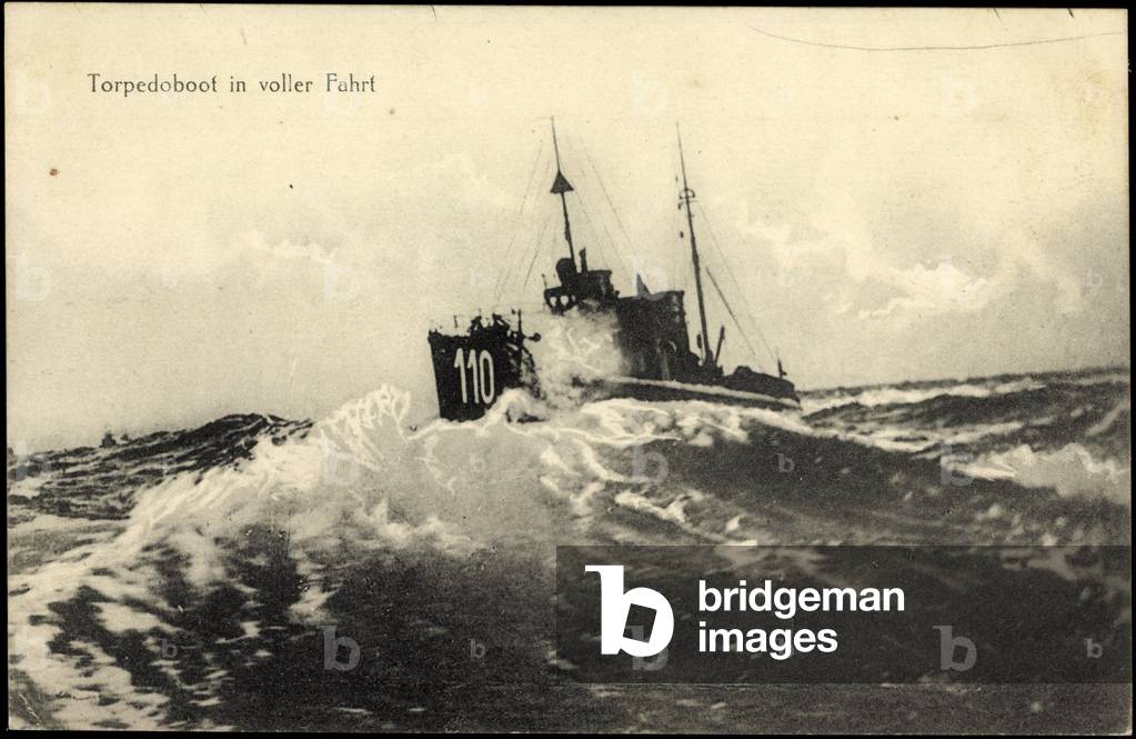 View of the German torpedo boat 110 at sea