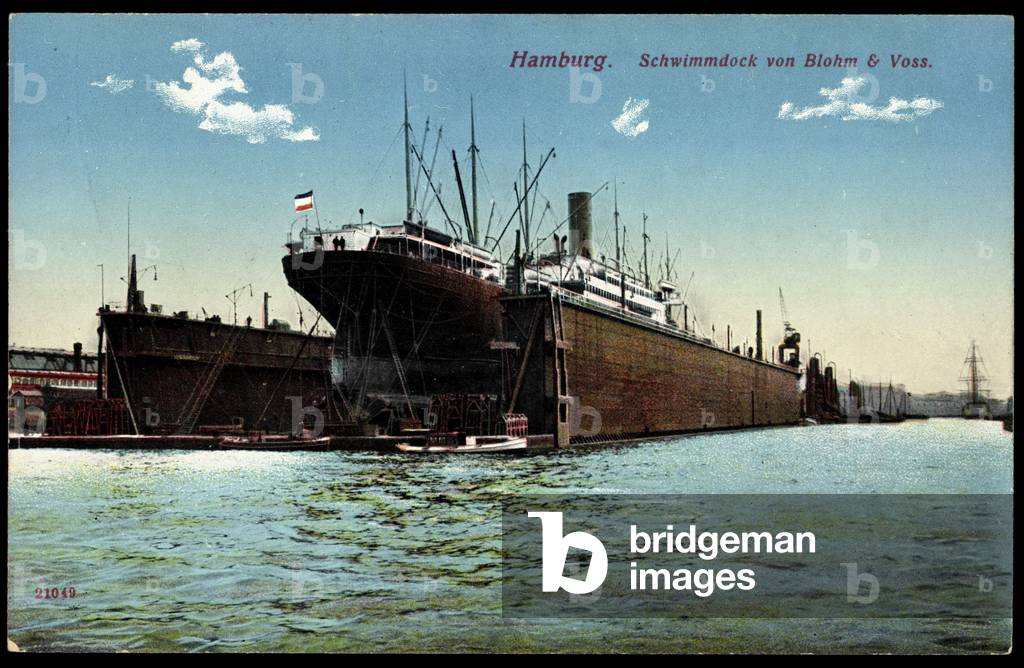 Hamburg Mitte, swimming dock of Blohm and Voss, shipyard